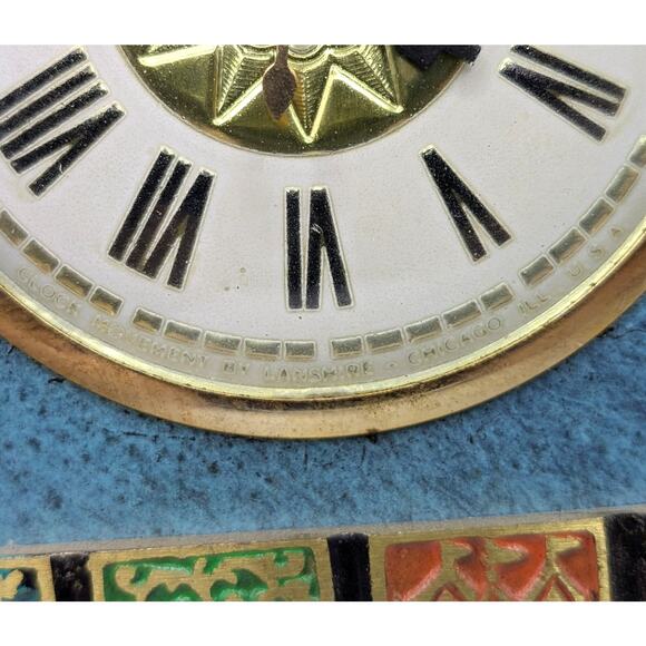 Vintage Blue and Brass Judaica Hebrew 12 Tribes Electric Mantle Clock Israel - Picture 3 of 7